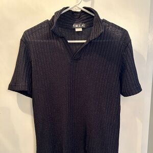 Y.M.L.A. Sheer Black Collared Shirt